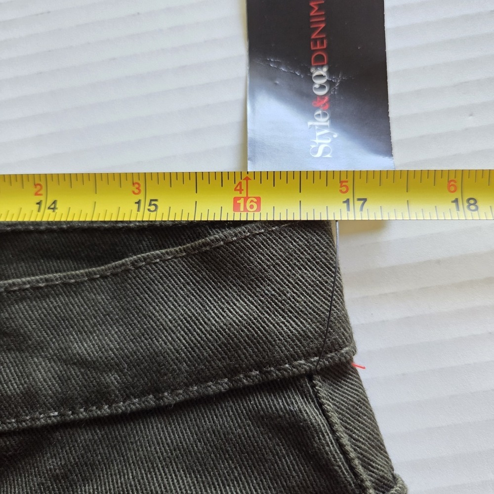 NEW Style & Co Denim Tummy Control Jeans Hi-Rise Straight Leg Olive Green 14 - Picture 12 of 15